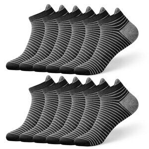 6 Pairs Low Cut Socks Size S Running Athletic Socks Black Gray Striped